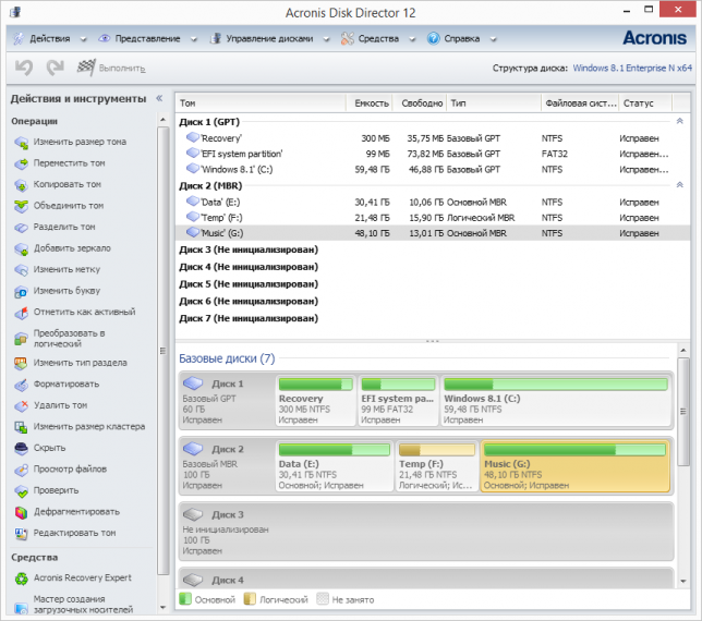 Acronis Disk Director 12 — это набор мощных инструментов для оптимизации использования дисковых ресурсов и защиты данных.